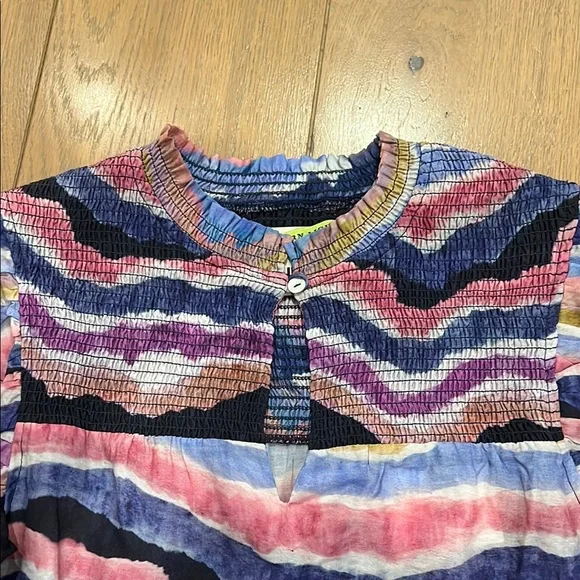 Multicolor Ruffle Sleeve Women's Top - Picture 4 of 5